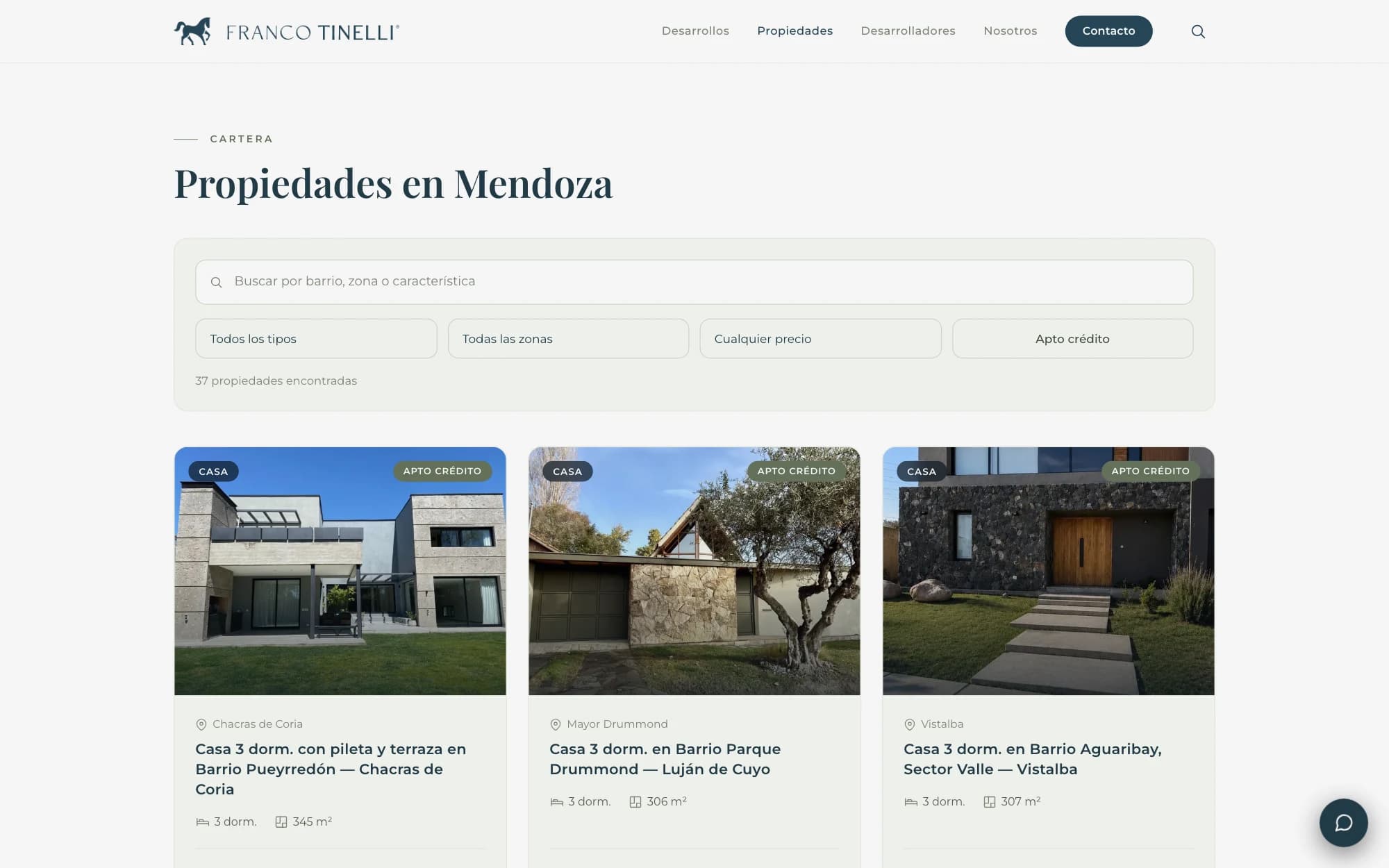 Property listings with search by neighbourhood and filters by type, area, price and mortgage eligibility