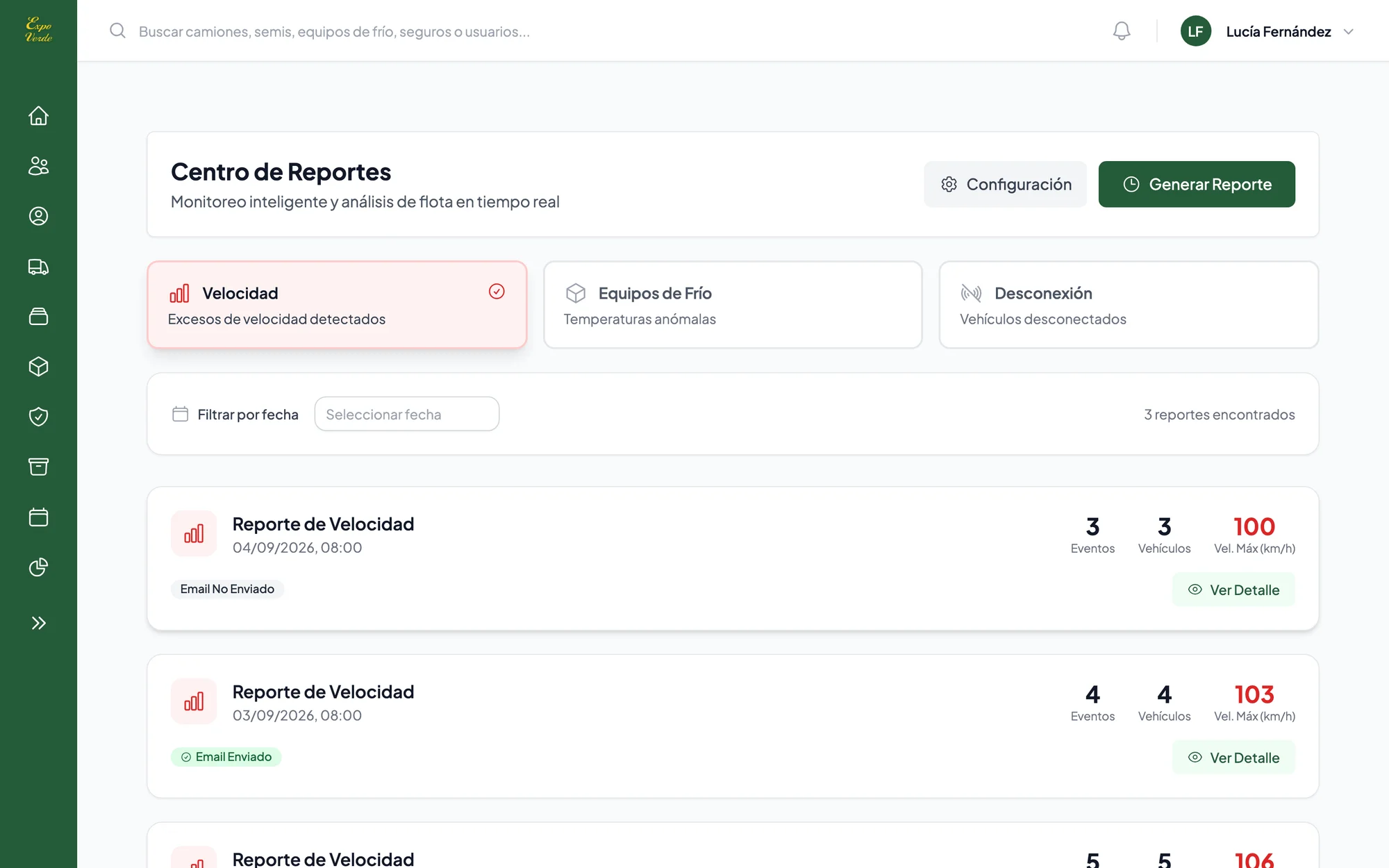 Report center: speeding, refrigeration units and disconnections